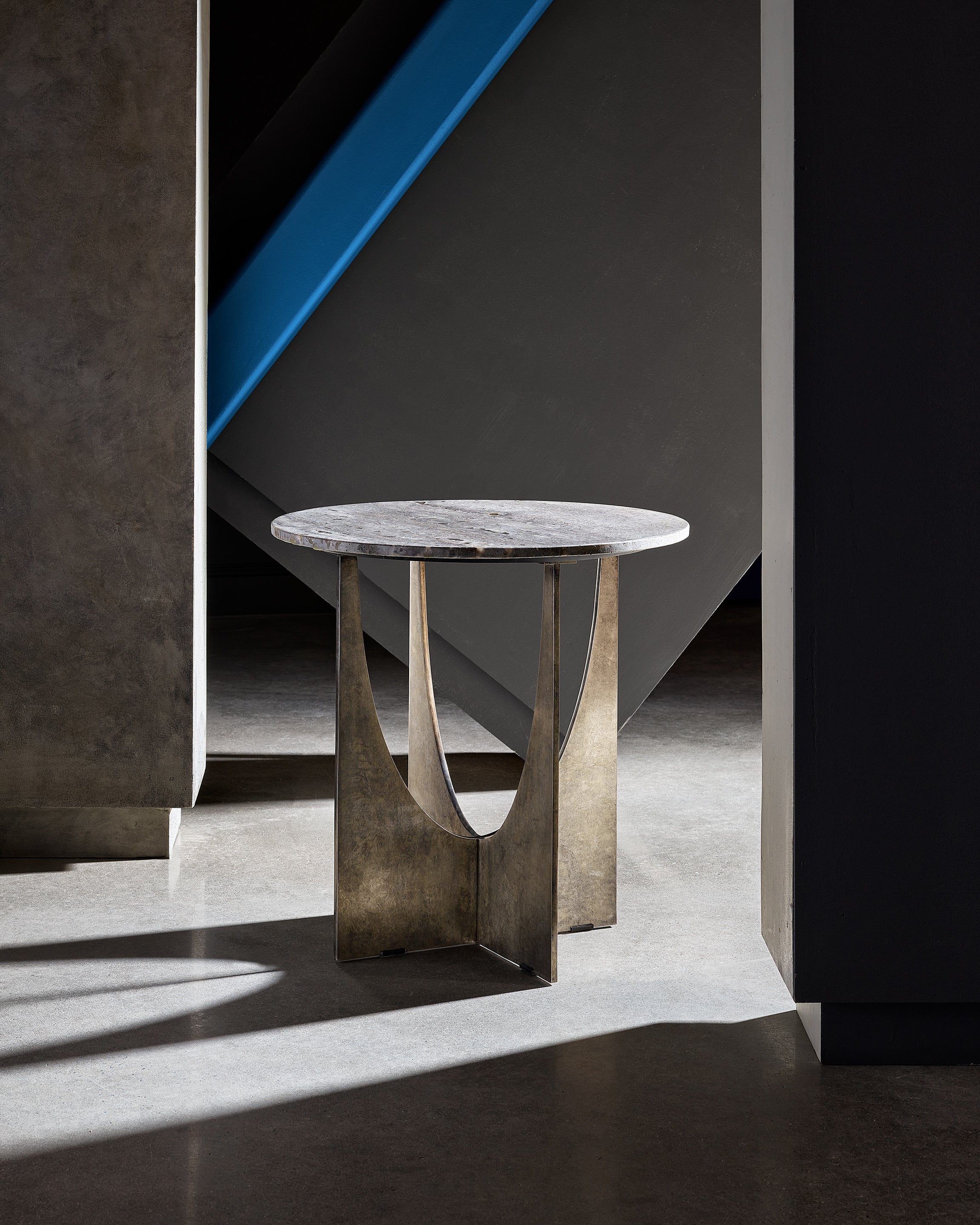 Curated Art Travertine Side Table