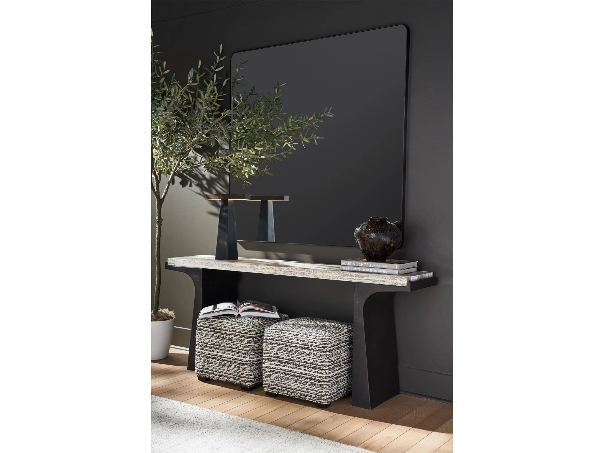 Floating Leonardo White Travertine Console